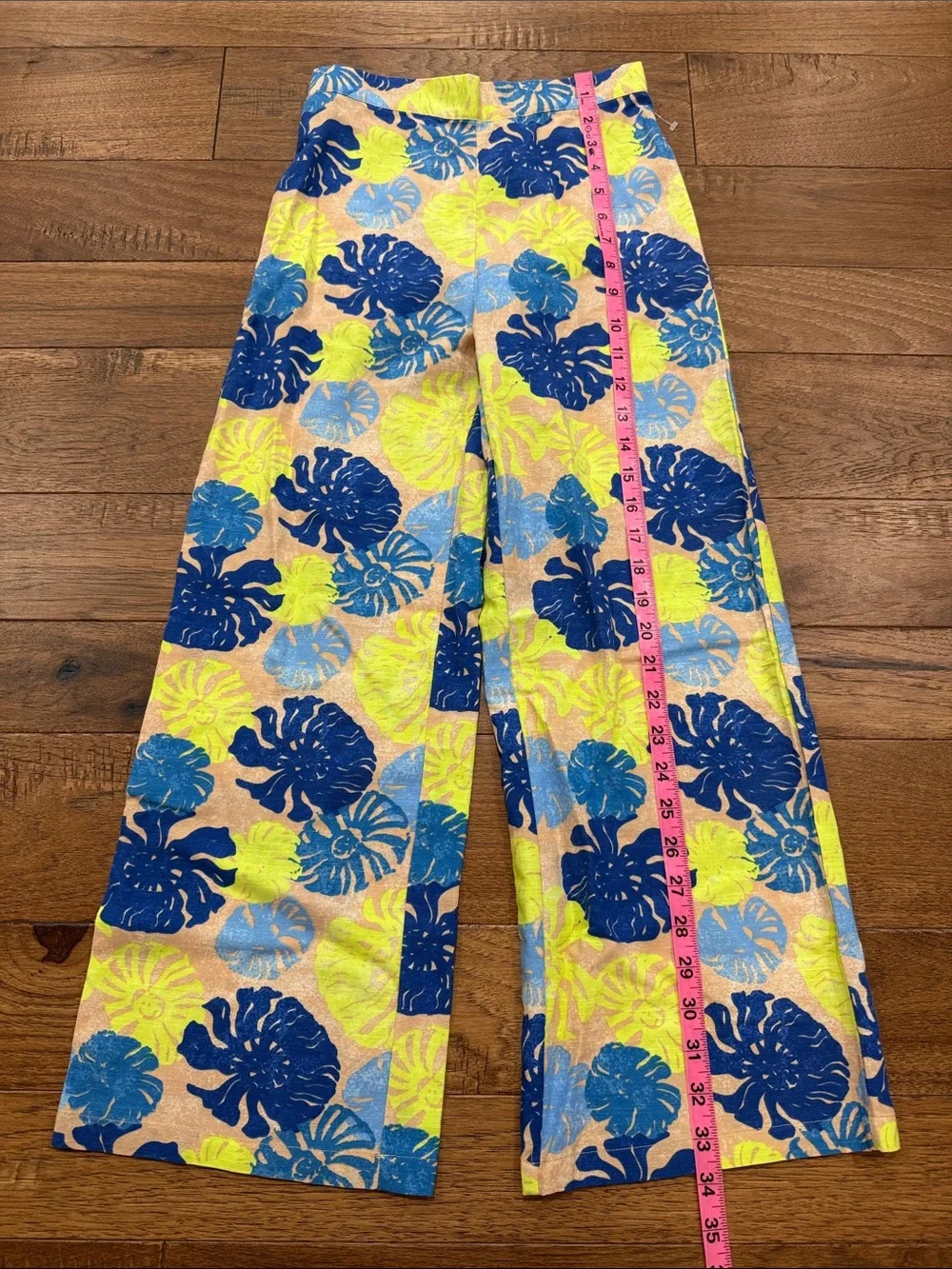 Tahari Girl 2 Piece Pants Tank Top Set Tropical Leaves- Size 10